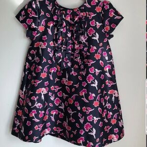 Oscar De La Renta Floral Ruffle Silk Dress Girls 8